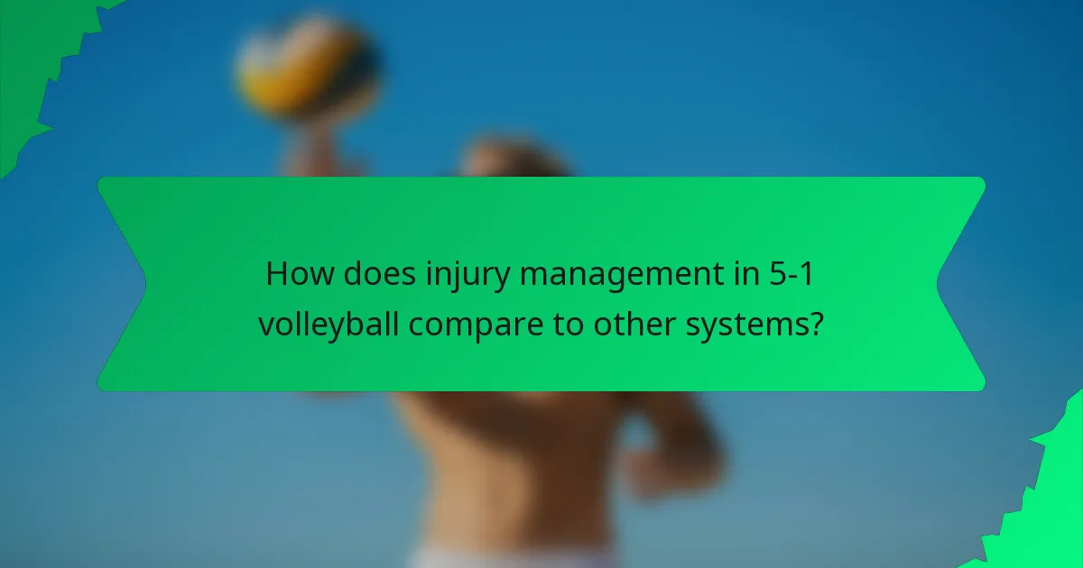 How does injury management in 5-1 volleyball compare to other systems?